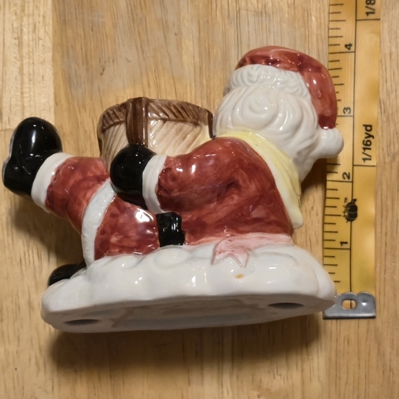 Vintage Ceramic Santa Taper Candle Holder Retro Kitsch Christmas Figurine 5” - Picture 5 of 10